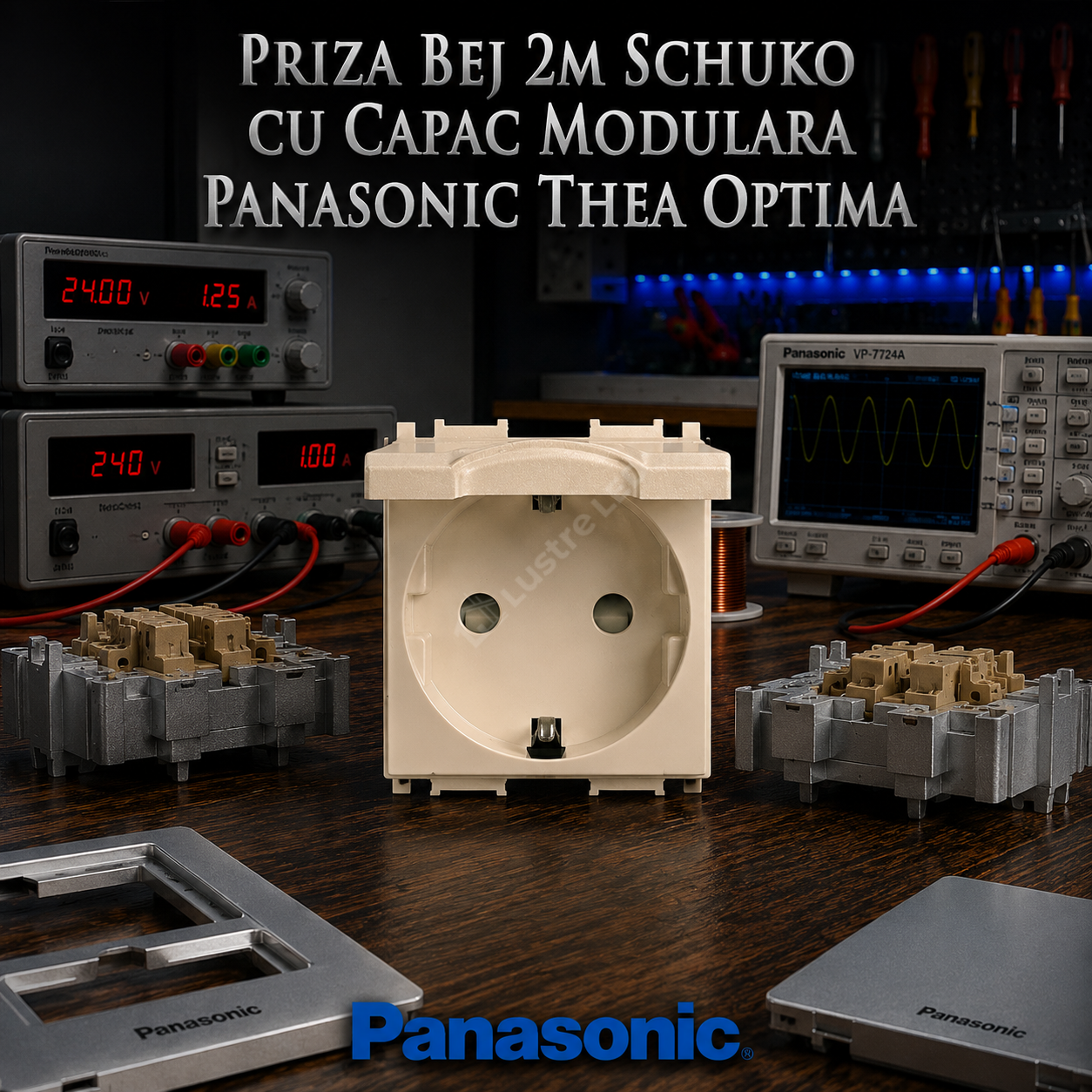 Priza Bej 2M SCHUKO cu Capac Modulara Panasonic Thea Optima