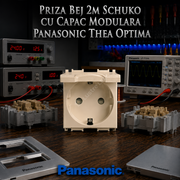 Priza Bej 2M SCHUKO cu Capac Modulara Panasonic Thea Optima