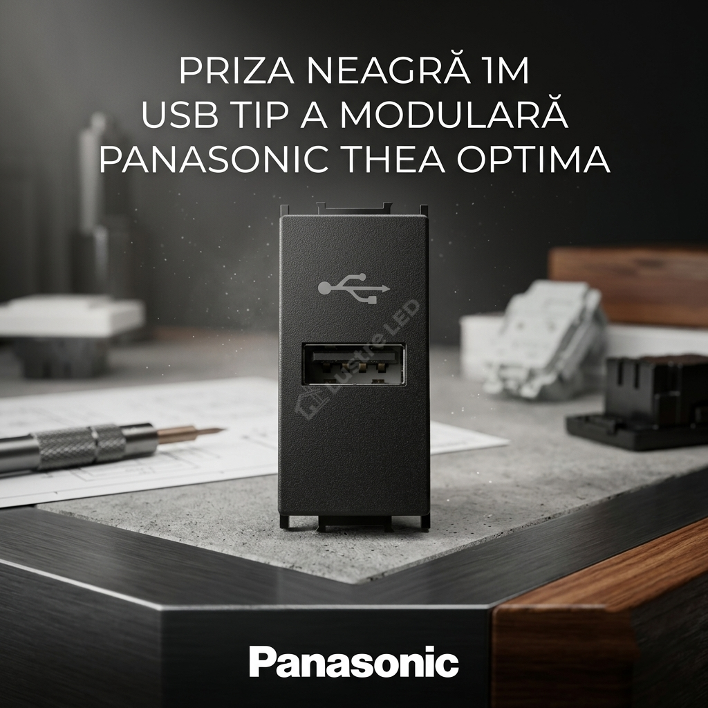 Priza Neagra 1M USB TIP A Modulara Panasonic Thea Optima
