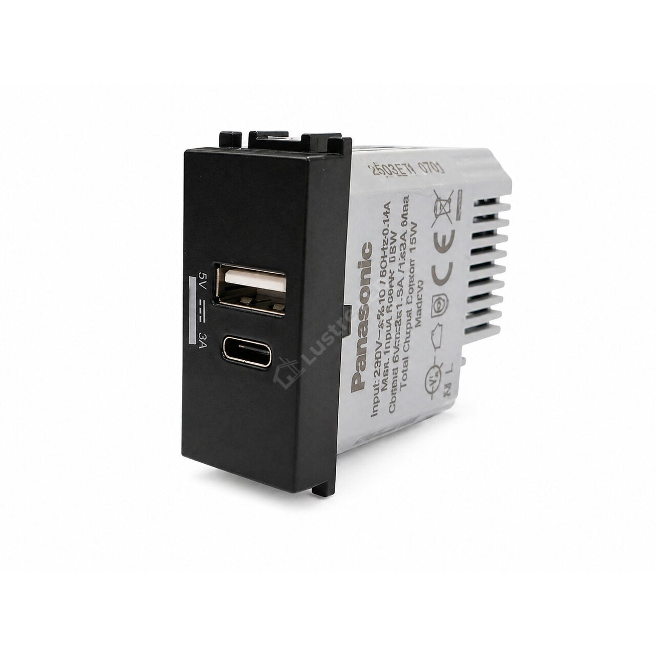 Priza Neagra 1M USB TIP C+A 5V-3A Modulara Panasonic Thea Optima