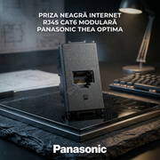 Priza Neagra Internet RJ45 CAT6 Modulara Panasonic Thea Optima