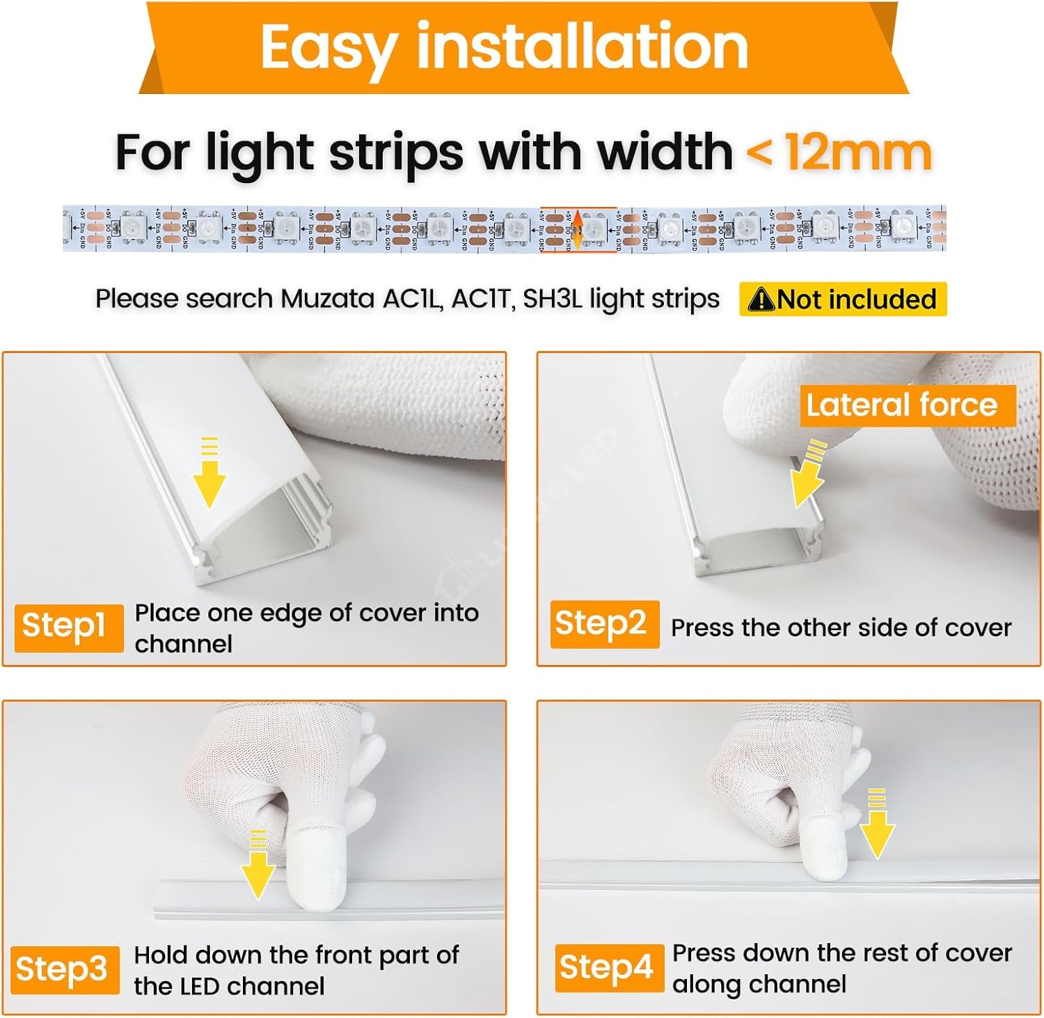 Profil Aluminiu Aplicat 17.4mm Dispersor Mat 2 Metri