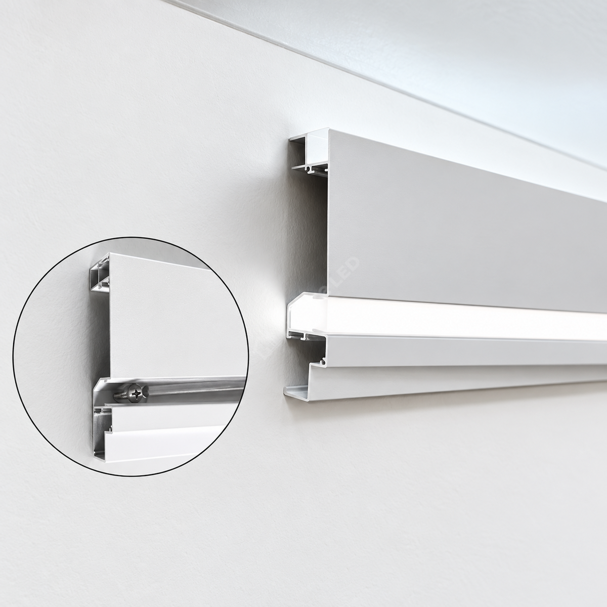 Profil Aluminiu Aplicat Alb Tip Plinta Dispersor Mat, 3 Metri