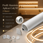 Profil Aluminiu Aplicat Colt 90 Grade 2 Metri