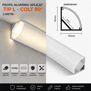 Profil Aluminiu Aplicat Tip L - Colt 90 Grade 2 Metri