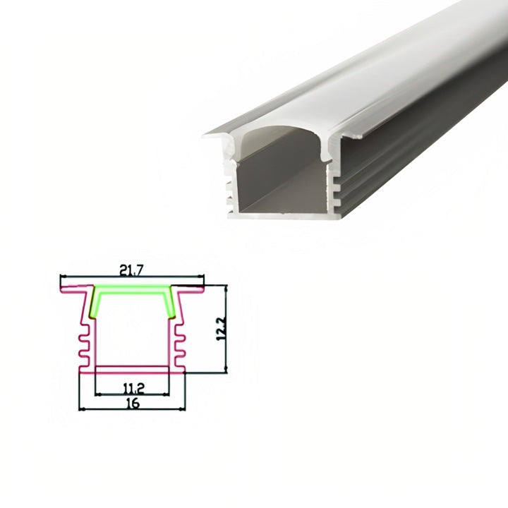 Profil Aluminiu Incastrabil 21.7mm Dispersor Mat 2 Metri