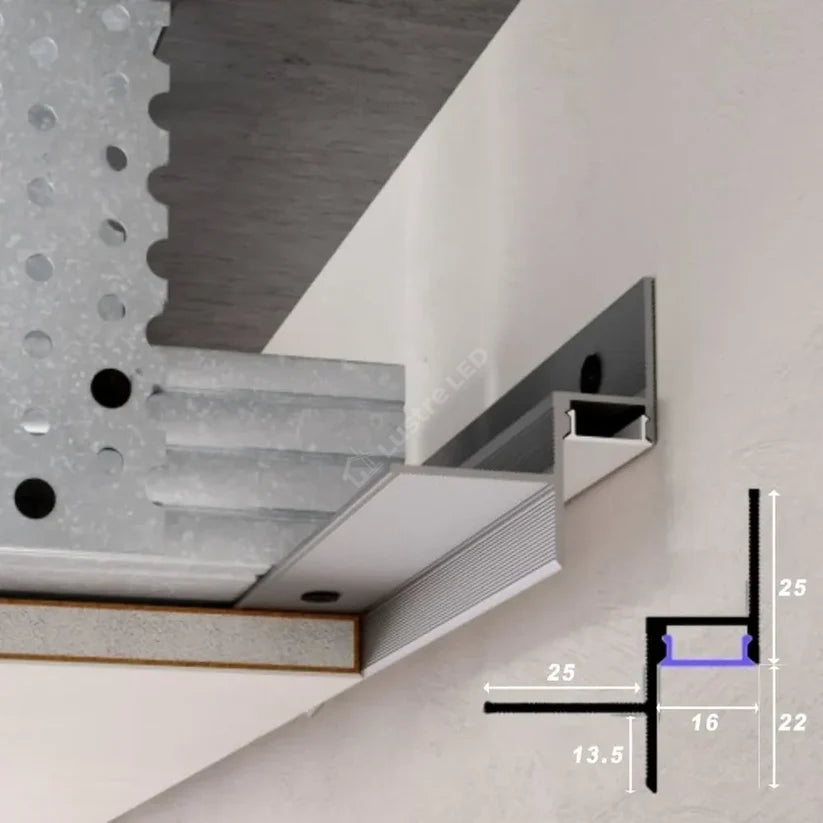 Profil Aluminiu Incastrabil Shadow Gap 90° Negru, 2 Metri