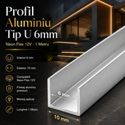 Profil Aluminiu Tip U 6mm - Neon Flex 12V - 1 Metru