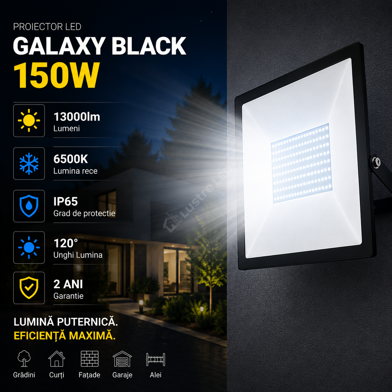 Proiector LED 150W Galaxy Black IP65 13000lm