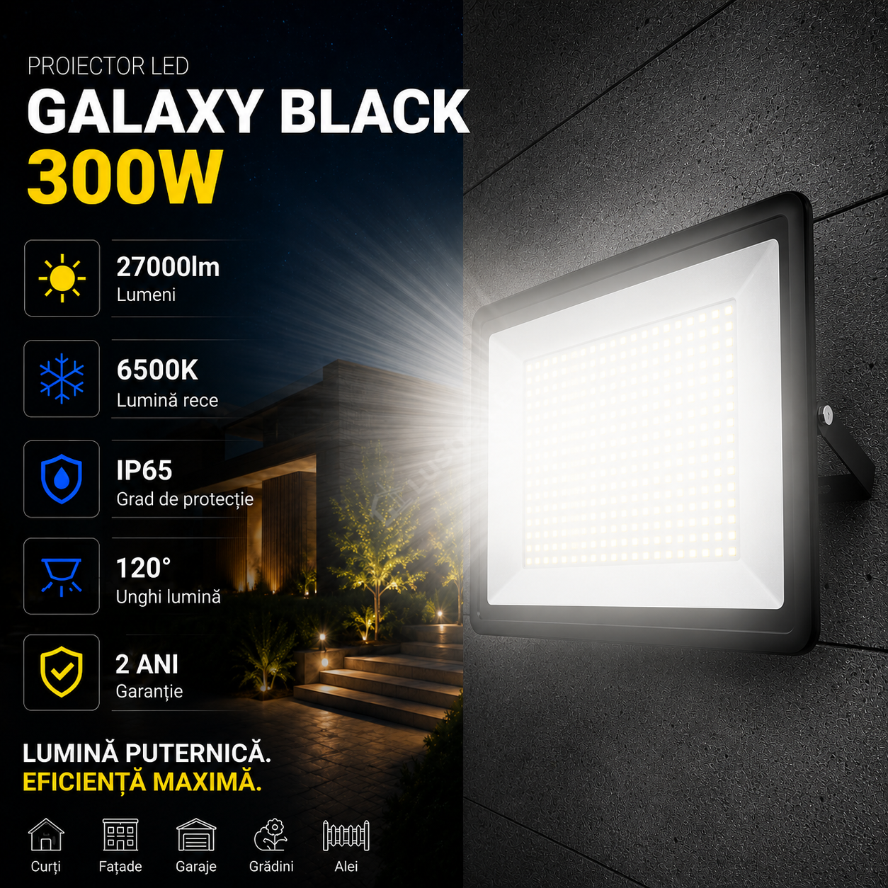 Proiector LED 300W Galaxy Black IP65 27000lm