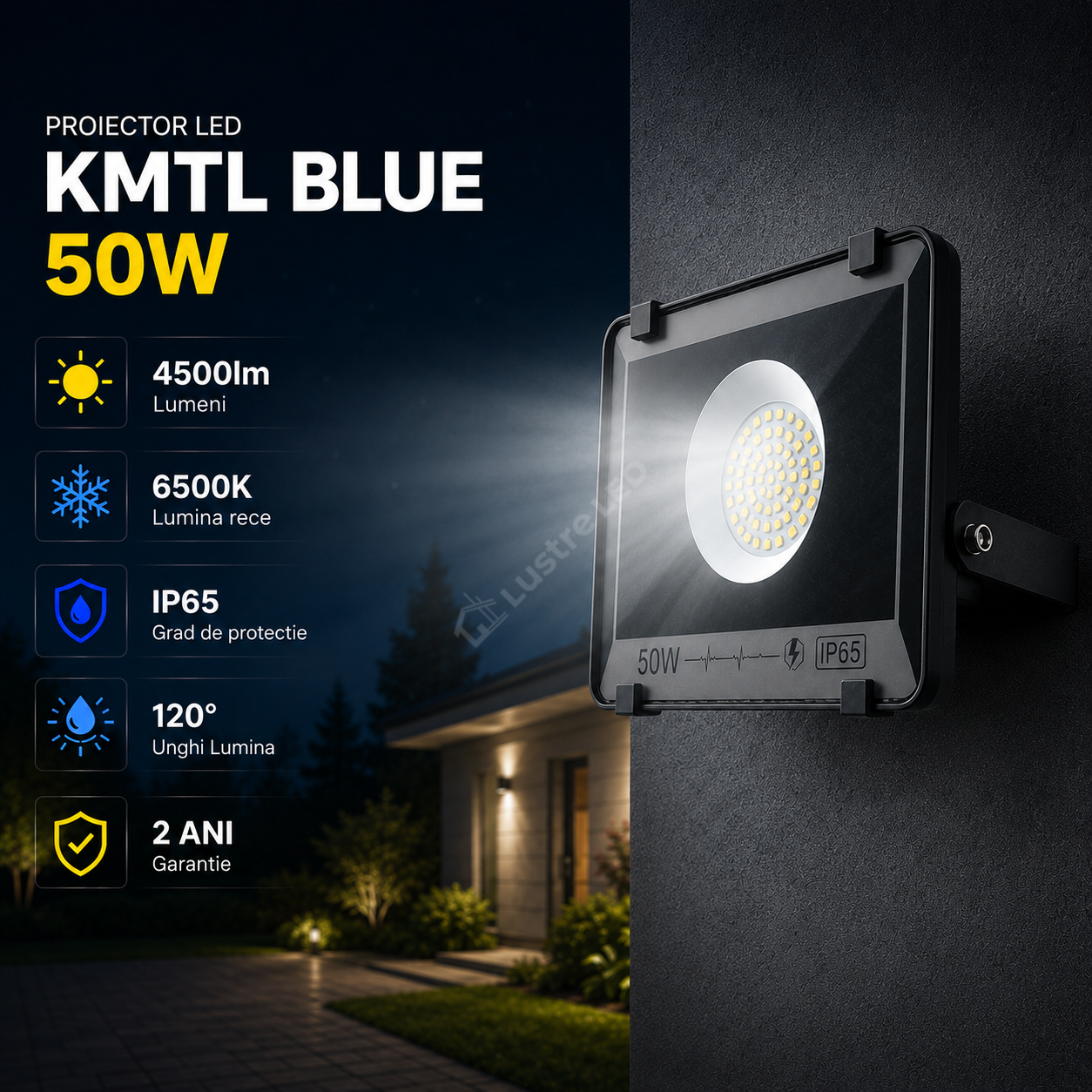 Proiector LED 50W KMTL Blue IP65 4500lm 6500K