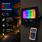 Proiector LED 50W Slim RGB IP65 3200lm Telecomanda