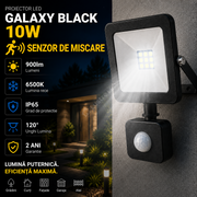 Proiector LED cu Senzor 10W Galaxy Black IP65 900lm