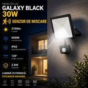 Proiector LED cu Senzor 30W Galaxy Black IP65 2700lm