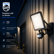 Proiector LED cu Senzor Philips 20W CCT IP65