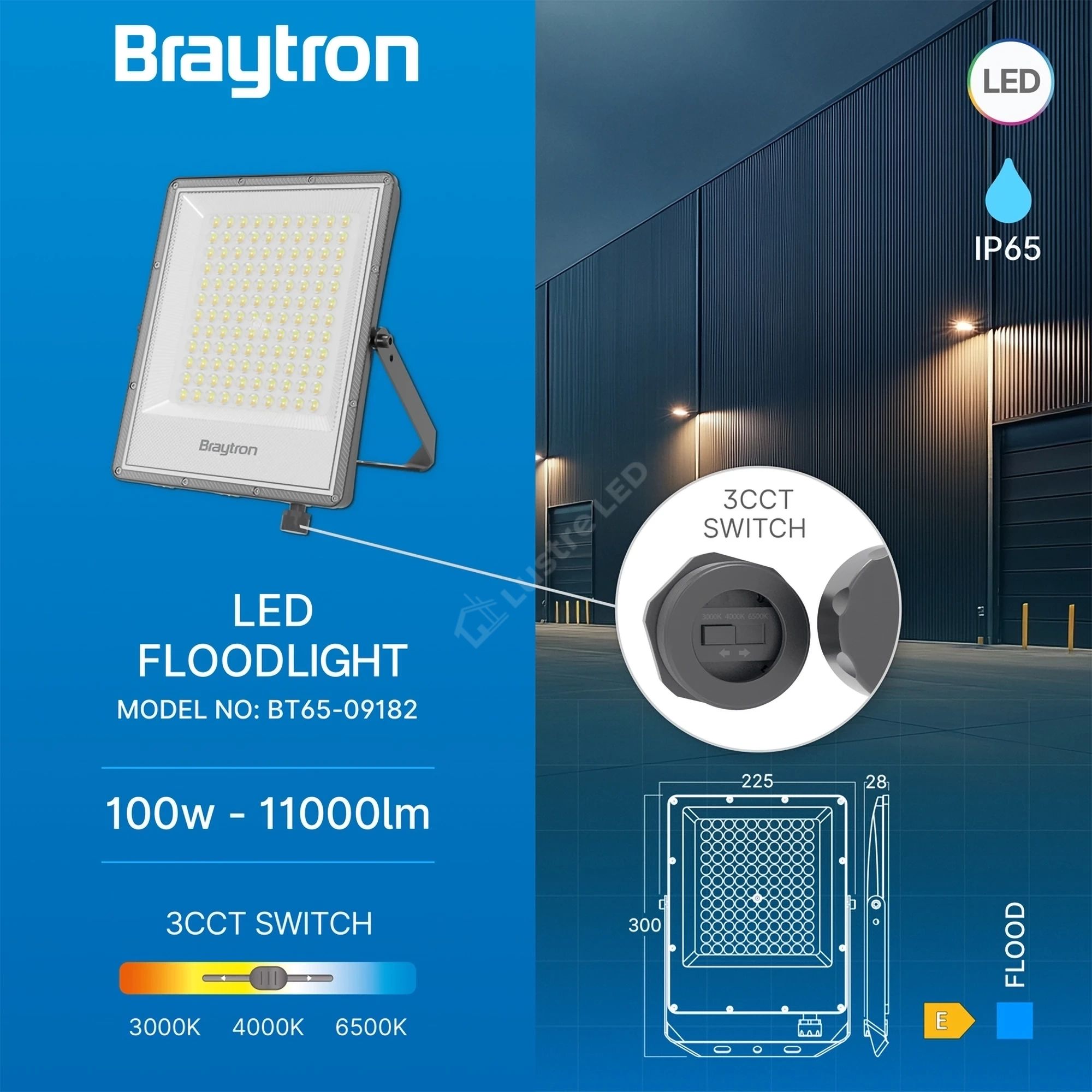 Proiector LED FLOOD Grey 100W IP65 11000lm CCT