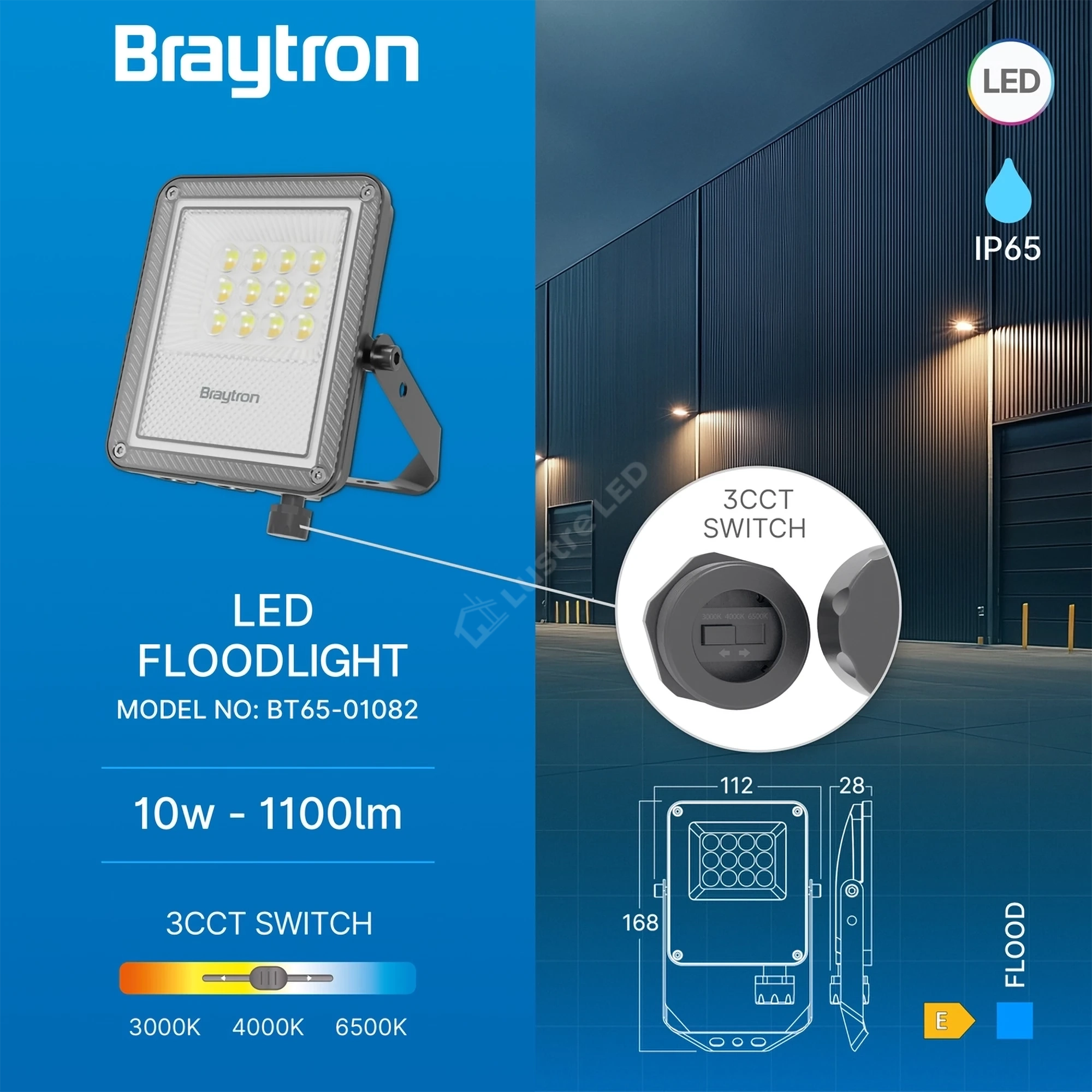 Proiector LED FLOOD Grey 10W IP65 1100lm CCT
