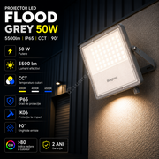 Proiector LED FLOOD Grey 50W IP65 5500lm CCT