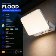 Proiector LED FLOOD White 50W 4750lm IP65 CCT