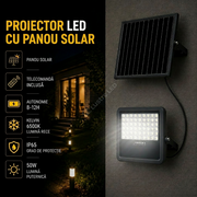 Proiector LED SMD 50W Premium cu Panou Solar si Telecomanda 6500K
