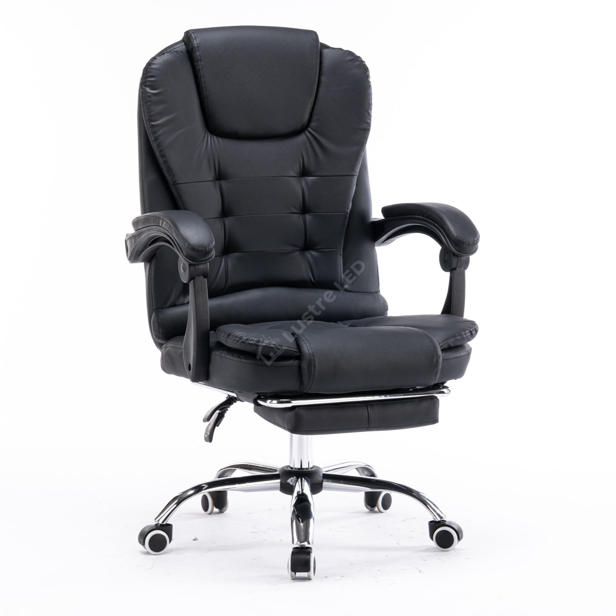 Scaun de Birou Reglabil Negru BOC-333 cu Suport de Picioare | Piele Ecologica
