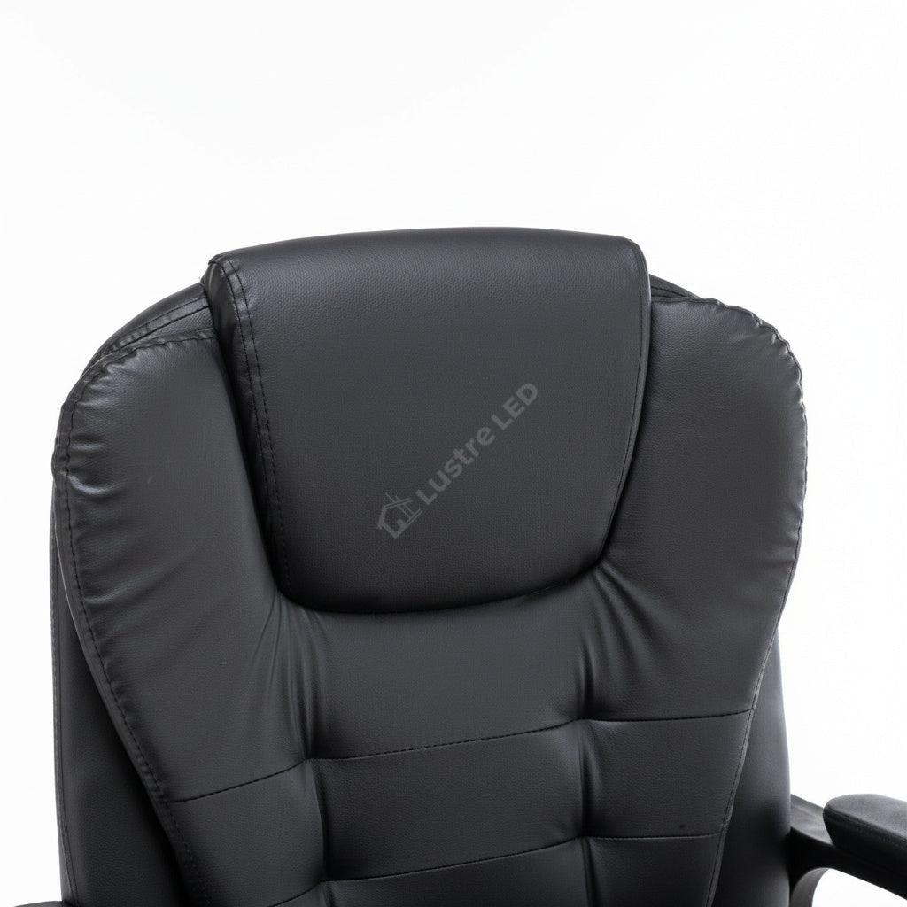 Scaun de Birou Reglabil Negru BOC-333 cu Suport de Picioare | Piele Ecologica