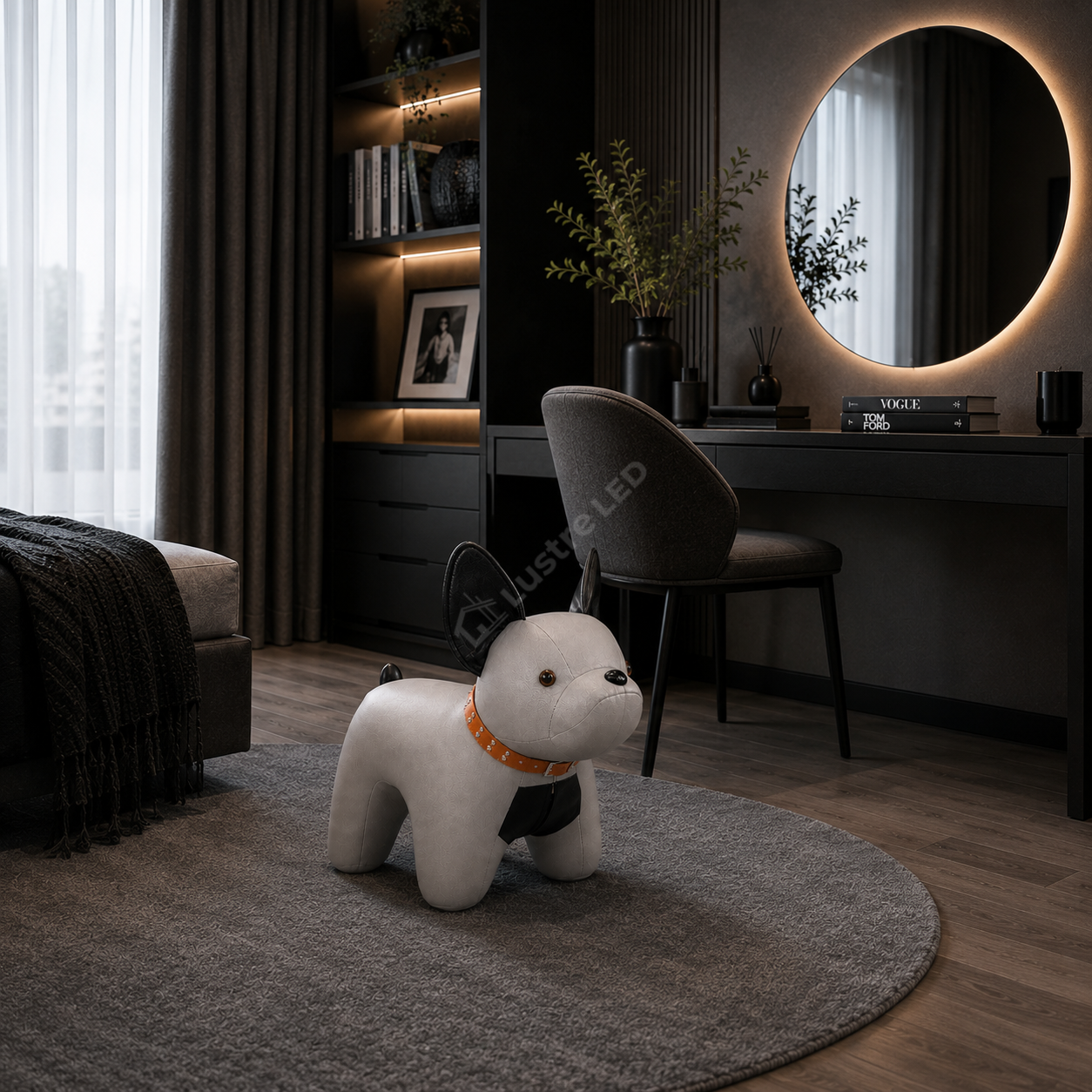 Scaun Decorativ BULLDOG Grey 70CM