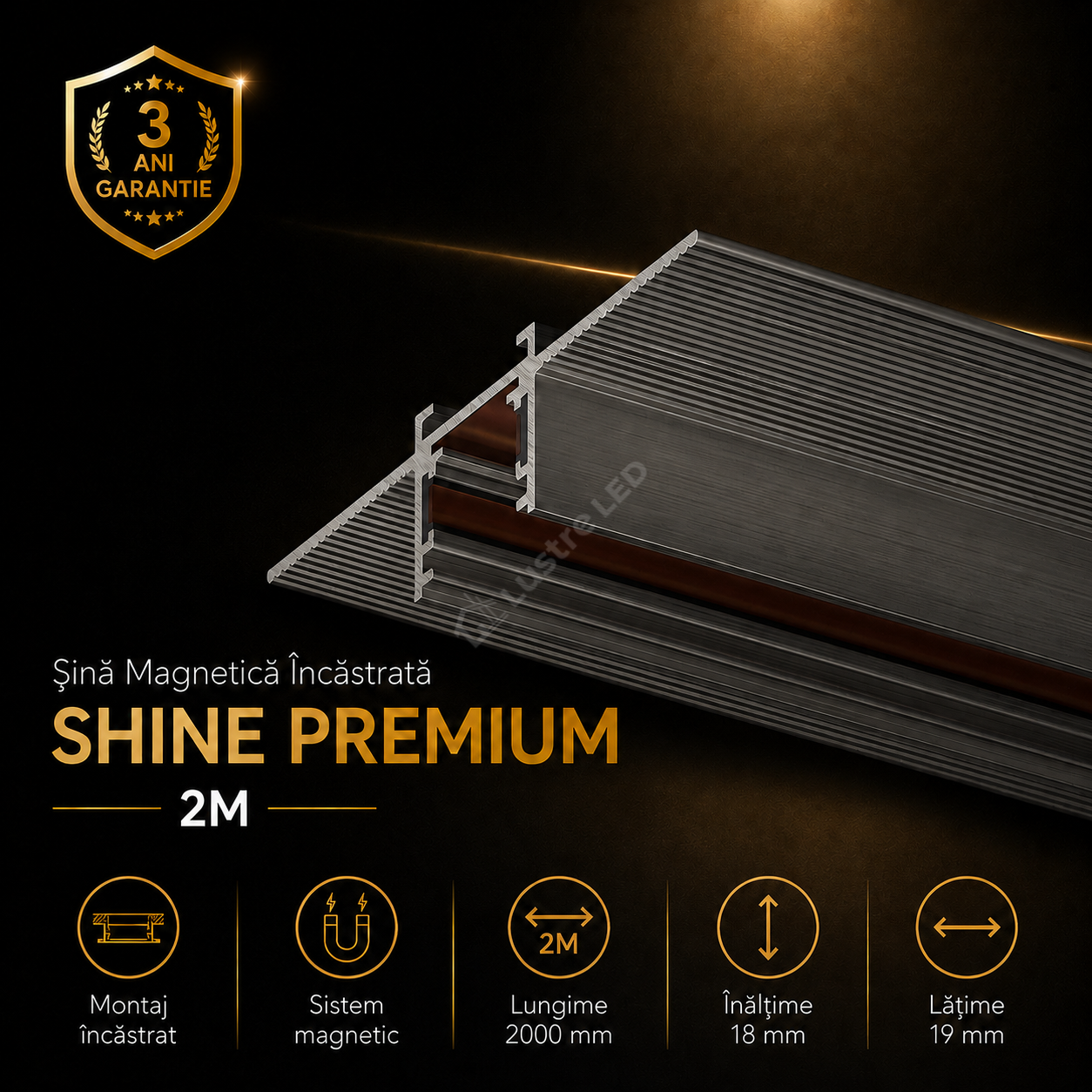 Sina Magnetica Incastrata SHINE HIDE TRACK Dark Nickel Premium 200CM