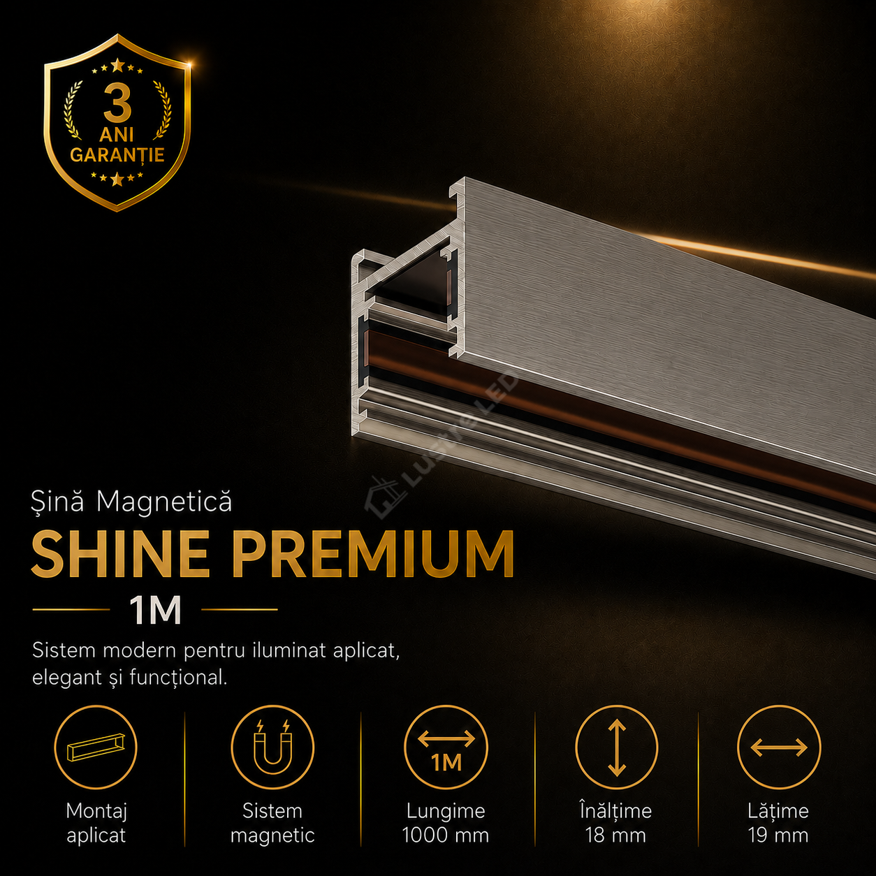Sina Magnetica SHINE BASE TRACK Dark Nickel Premium 100CM