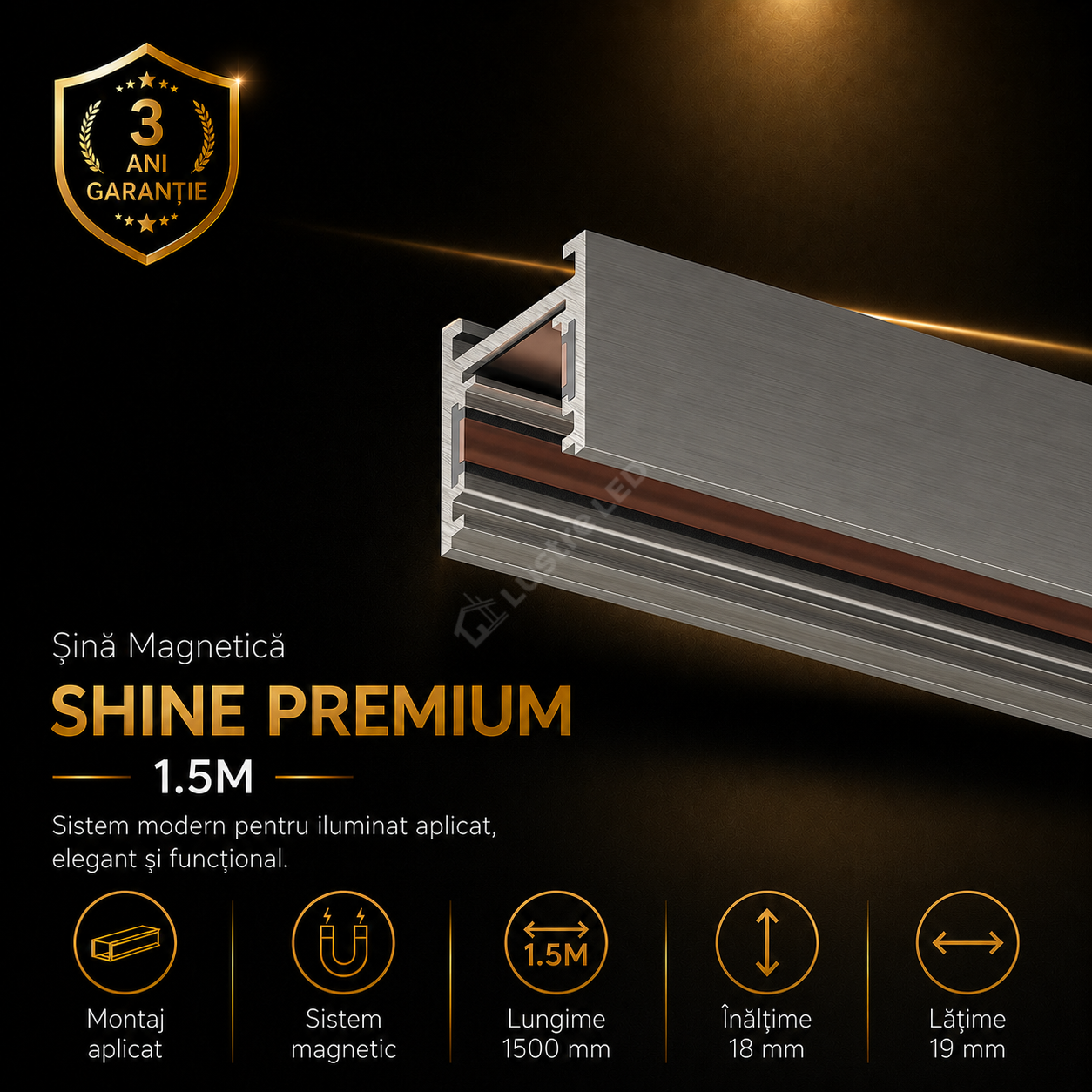 Sina Magnetica SHINE BASE TRACK Dark Nickel Premium 150CM
