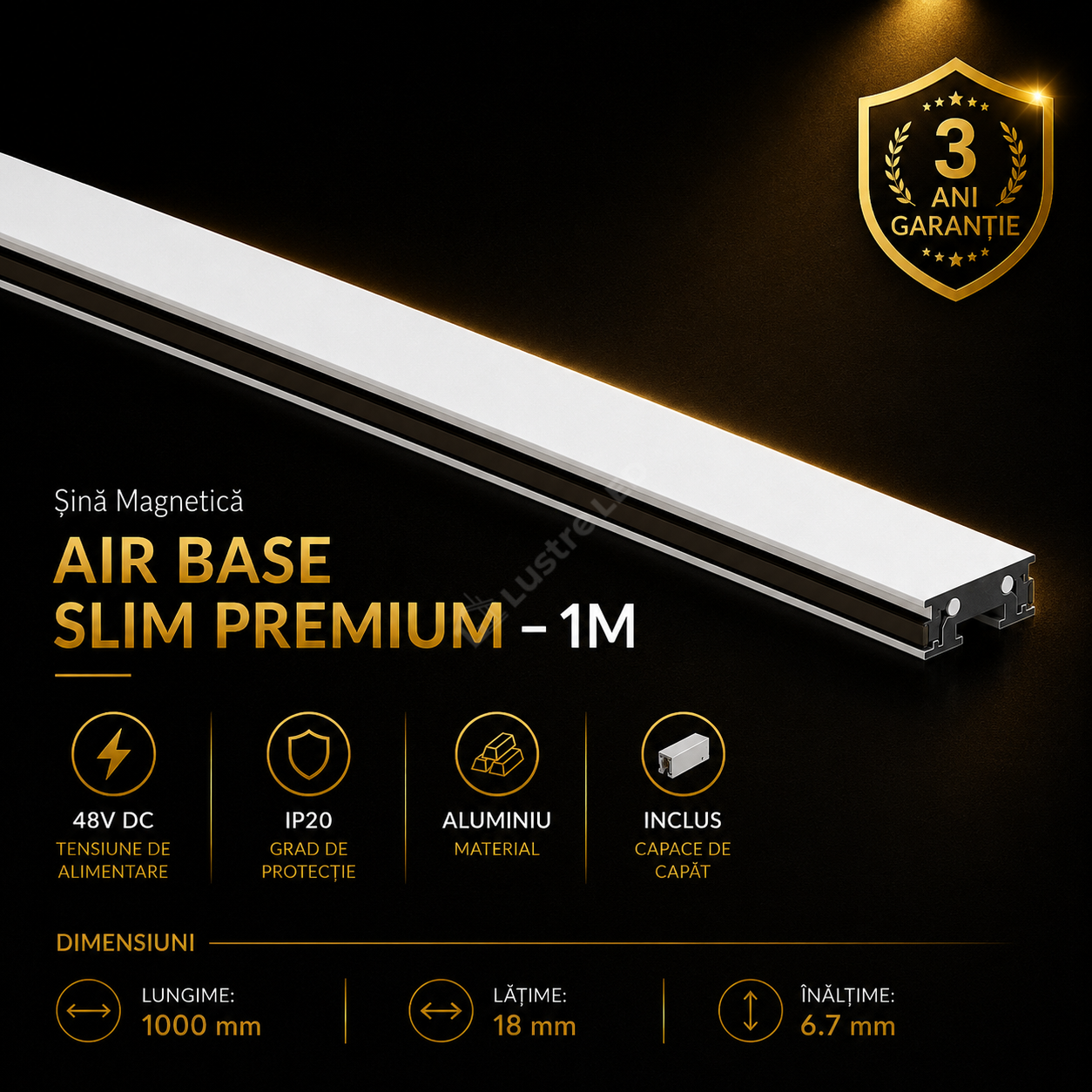 Șină Magnetică Slim AIR BASE White Premium 100CM