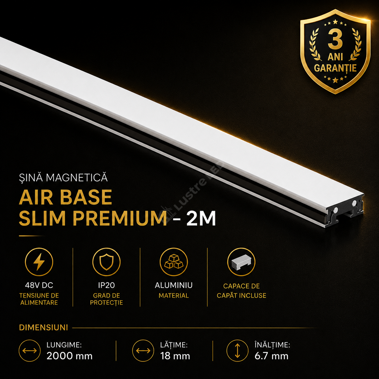 Șină Magnetică Slim AIR BASE White Premium 200CM