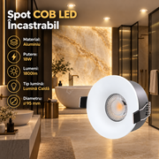 Spot COB LED 18W Rotund Alb / ⌀95mm / Incastrabil / Lumina Calda