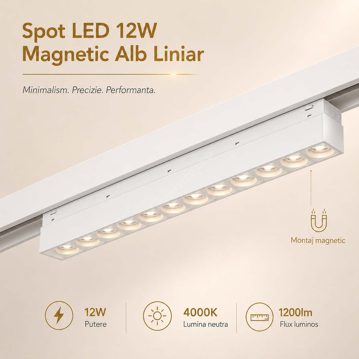 Spot LED 12W Magnetic Alb Liniar