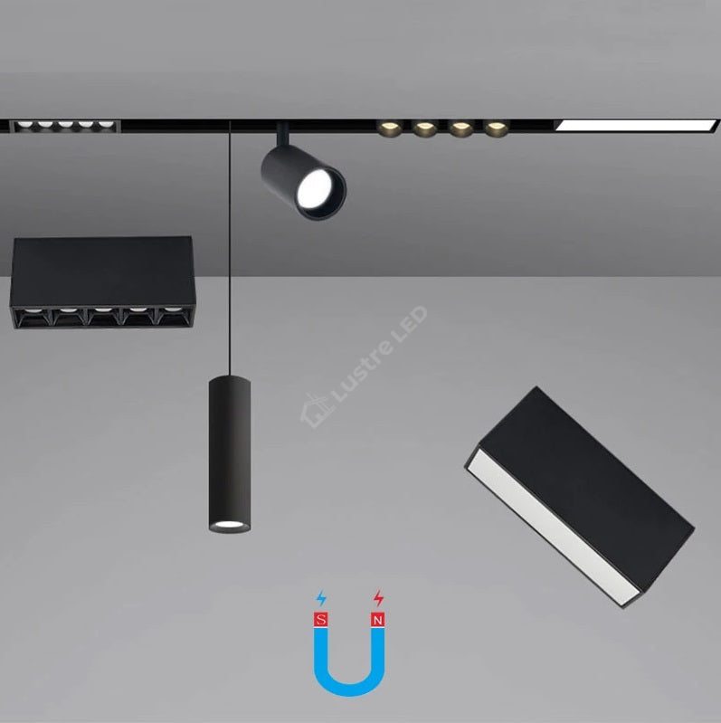 Spot Led 5W Magnetic Negru Cilindru Track Light