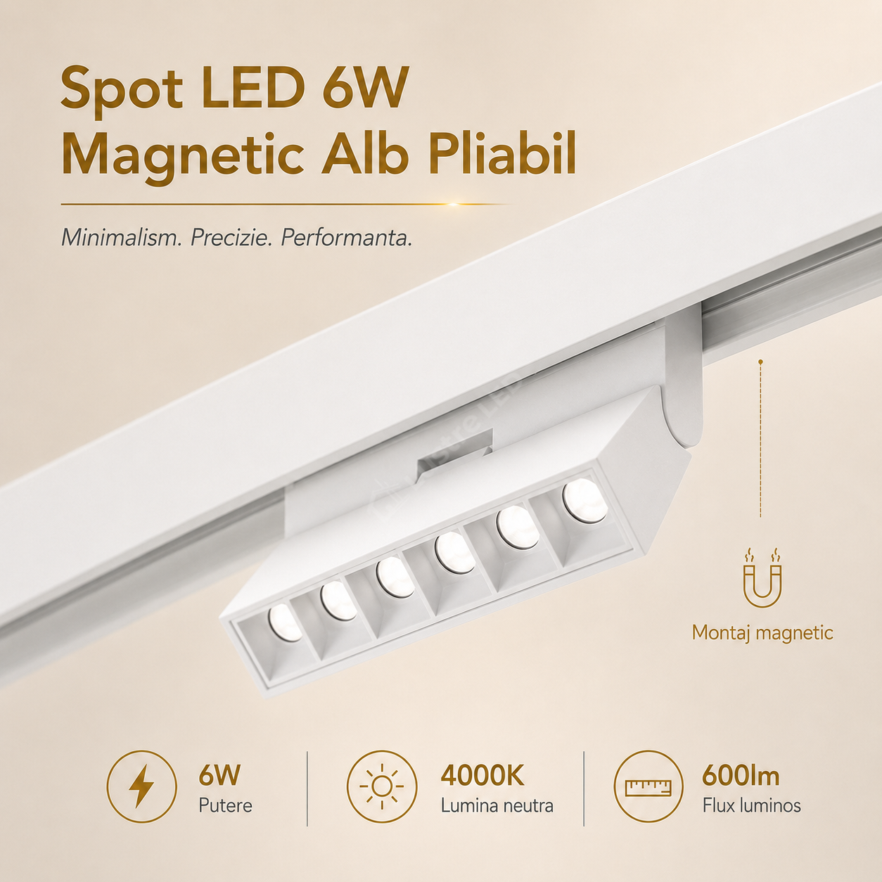 Spot LED 6W Magnetic Alb Pliabil