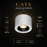 Spot LED Aplicat Rotund 3CCT Gata White & Black Ø9.8x6CM