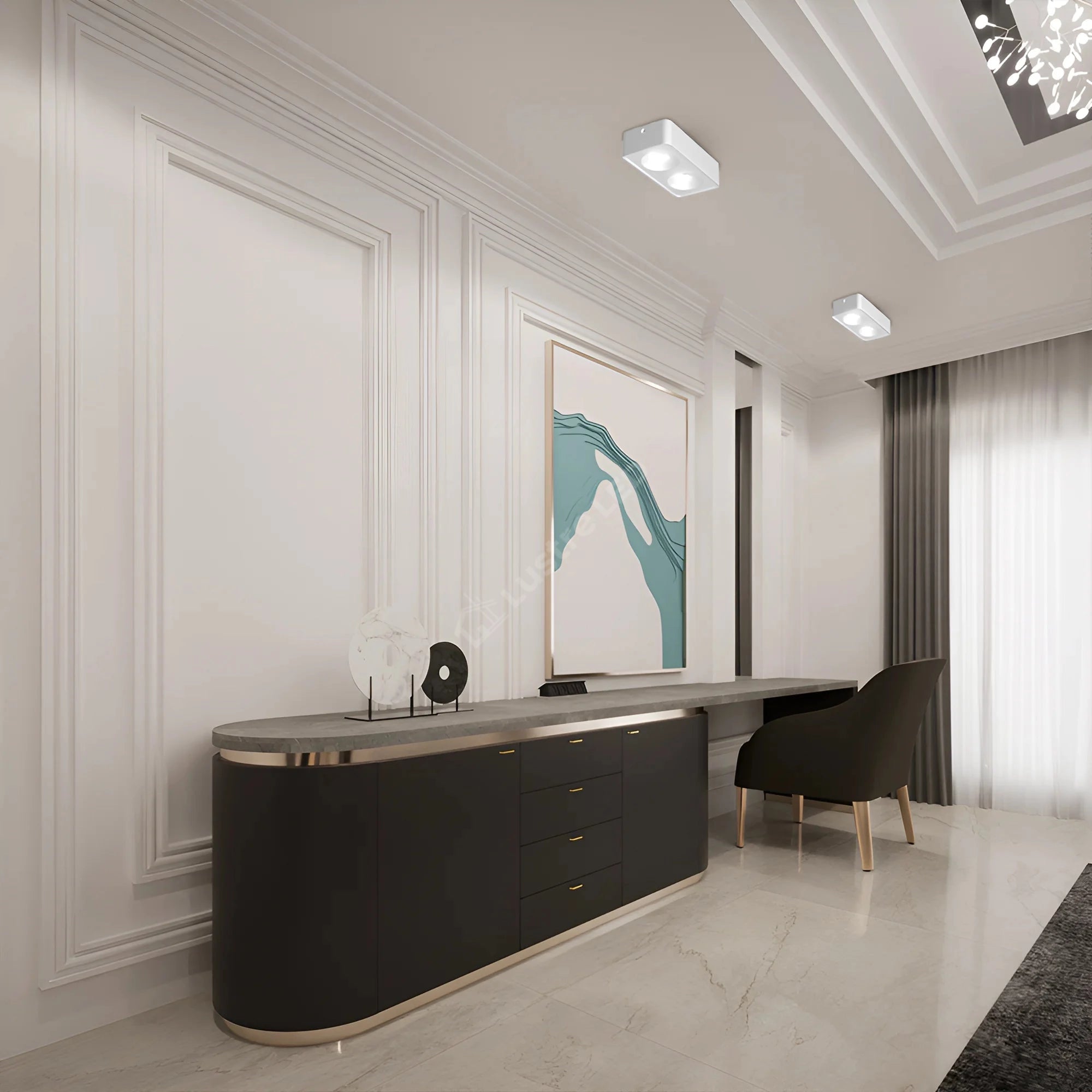 Spot LED Dublu Aplicat Patrat 3CCT Gata White & Black L197 x l98CM
