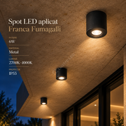 Spot LED Exterior Aplicat Franca Fumagalli Black 6W 2700K-4000K IP55 Echivalent 60W