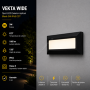 Spot LED Exterior Aplicat VEKTA WIDE Black 3W IP65 CCT