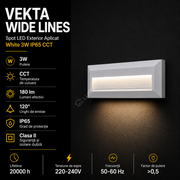Spot LED Exterior Aplicat VEKTA WIDE LINES White 3W IP65 CCT