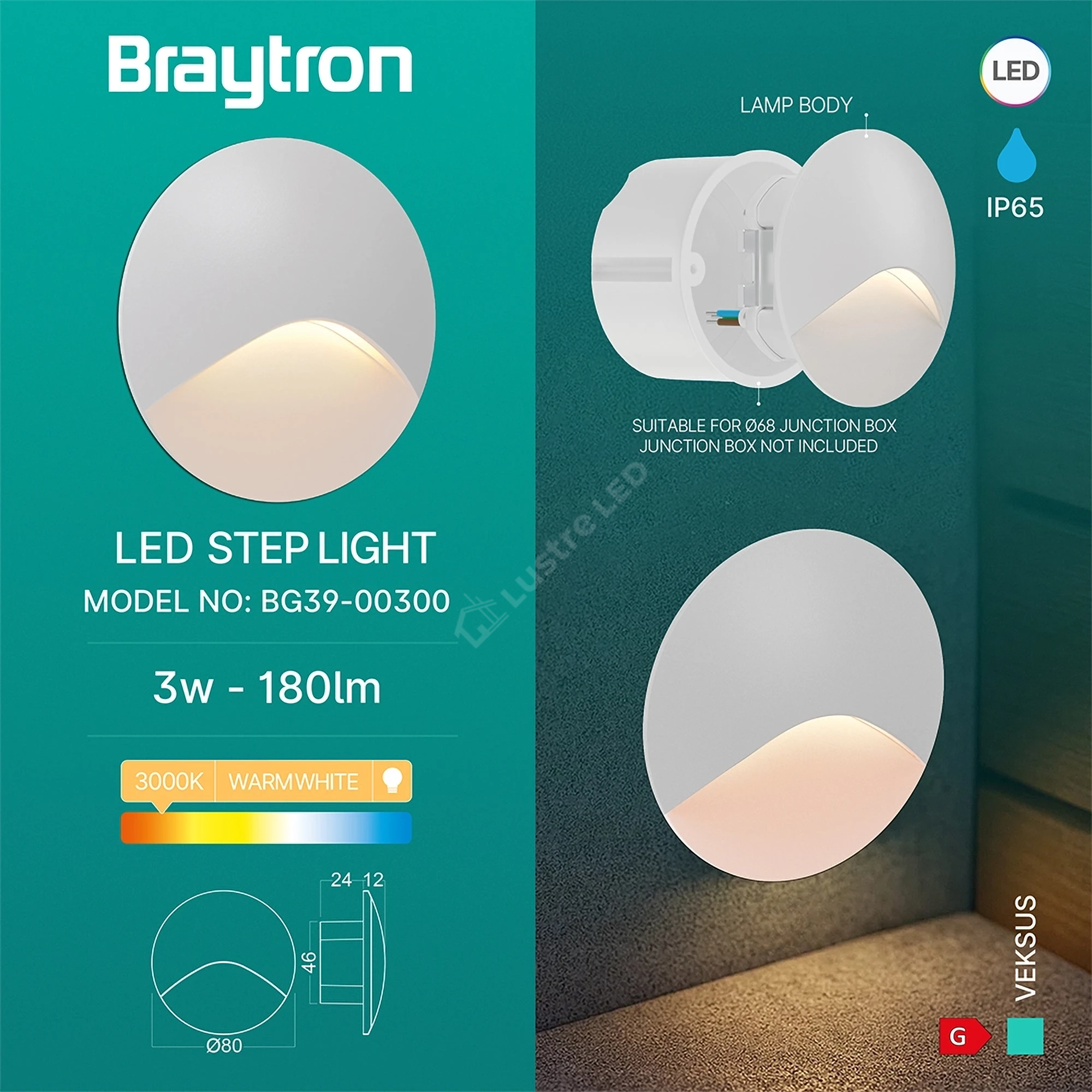 Spot LED Exterior Treapta VEKSUS White 3W IP65 Rotund