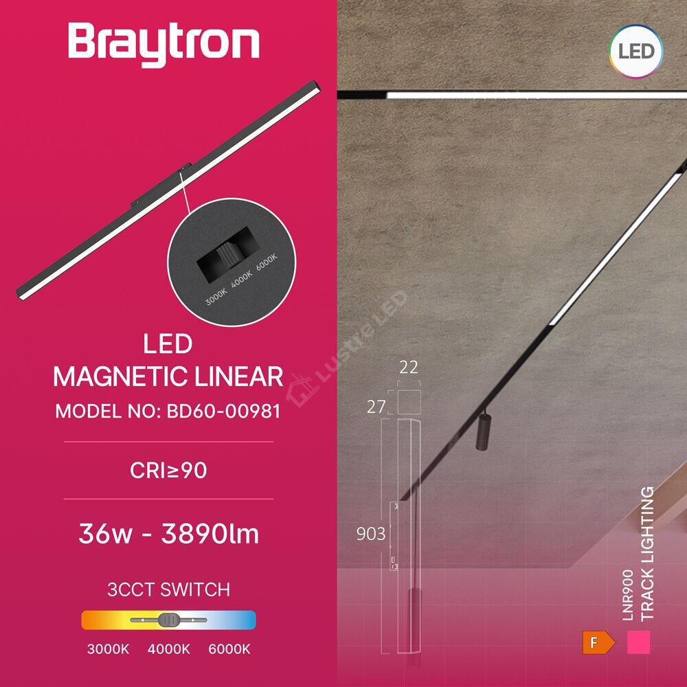 Spot LED Liniar 36W 90cm Magnetic CCT Negru