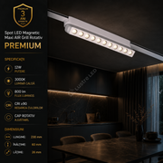 Spot LED Magnetic AIR GRILL White Orientabil Premium 12W 23CM | CRI≥90 | 3000K