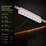 Spot LED Magnetic AIR GRILL White Premium 12W 23CM | CRI≥90 | 3000K