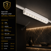 Spot LED Magnetic AIR GRILL White Premium 12W 23CM | CRI≥90 | 4000K