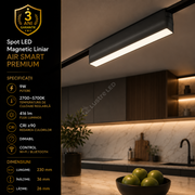 Spot LED Magnetic AIR LINEAR SMART Black Premium 9W | Wi-Fi/Bluetooth | CRI≥90 | 2700-5700K