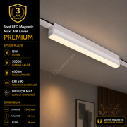 Spot LED Magnetic AIR LINEAR White Premium 15W 34CM | CRI≥90 | 3000K