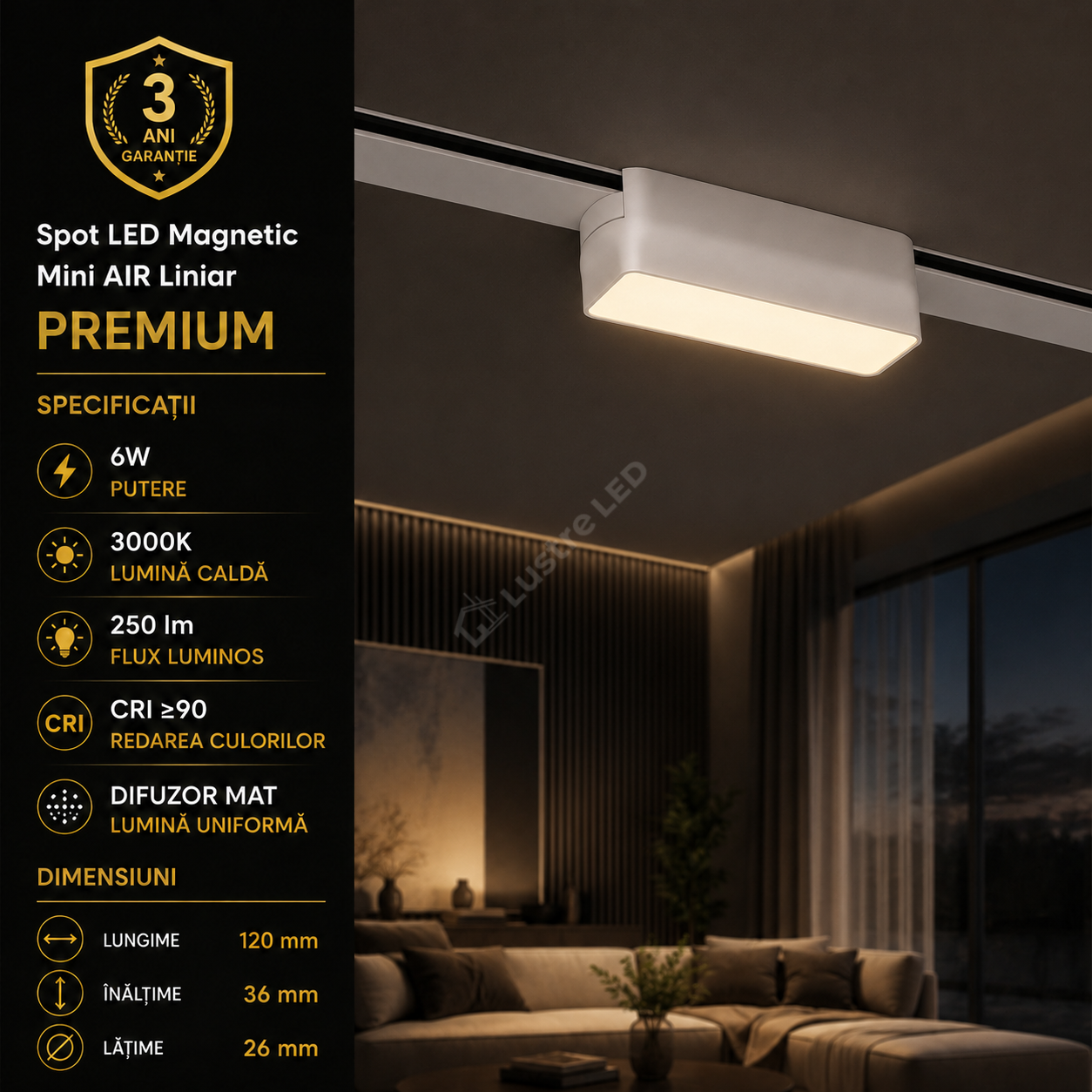 Spot LED Magnetic AIR LINEAR White Premium 6W 12CM | CRI≥90 | 3000K