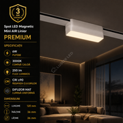 Spot LED Magnetic AIR LINEAR White Premium 6W 12CM | CRI≥90 | 3000K
